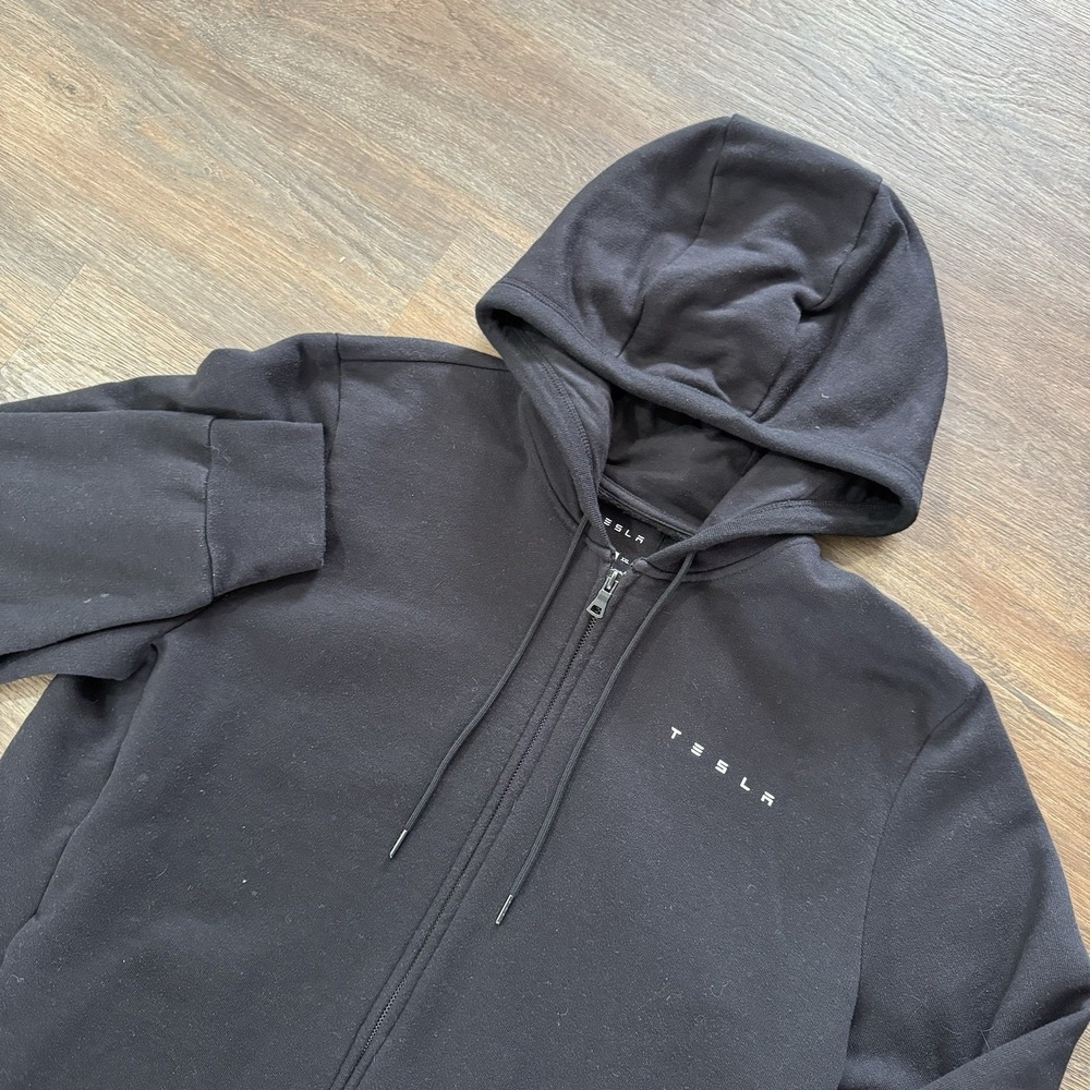 Tesla Black Full Zip Jacket Hoodie‎ Men's Sz XL Electric Car